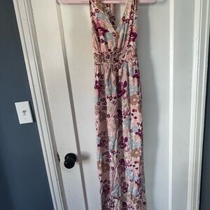 Japna Floral Maxi Dress - Pink and Cream